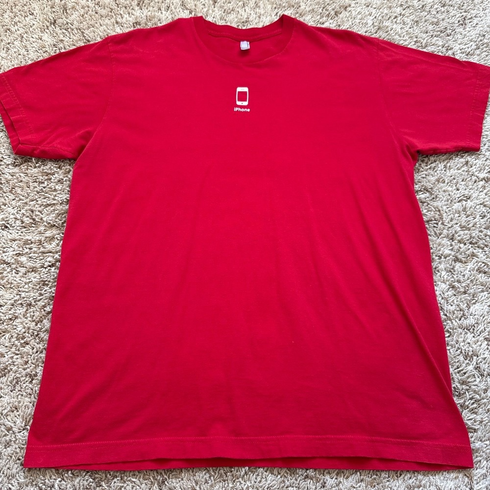Vintage Apple iPhone Promo T-Shirt Red Y2K American Apparel Mens Large USA Made